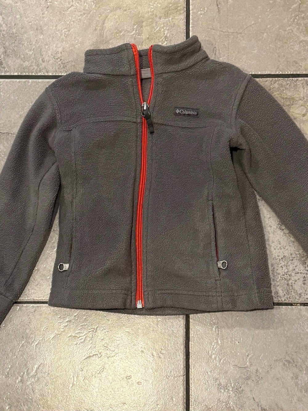 Columbia Kids Gray Fleece Jacket with Orange Zipper